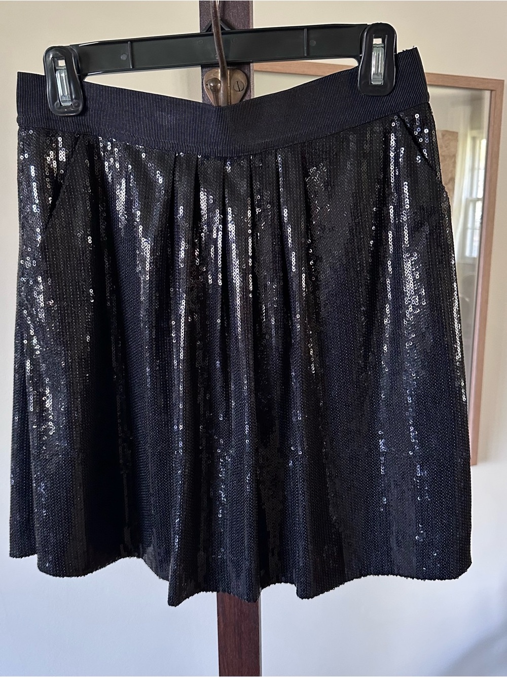 Ann Taylor Black Sequin Circle Skirt
